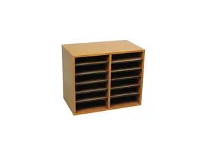 Safco 9420MO Wood/Fiberboard Literature Sorter, 12 Sections, 19 5/8 x 11 7/8 x 16 1/8, Oak