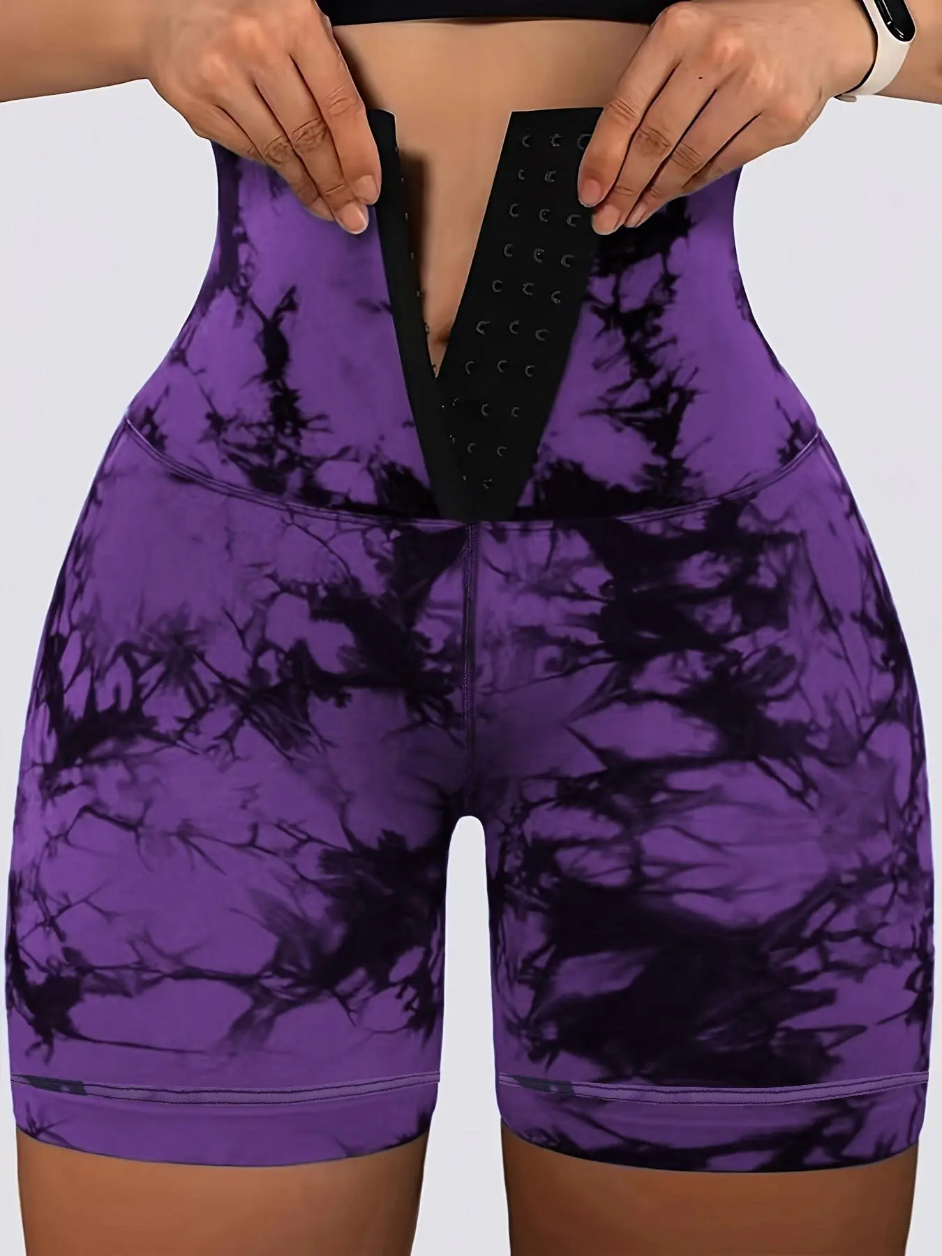 Women's Tie Dye Skinny Shorts, Tight Fitted Shorts, Casual Comfy Breathable High Stretch Yoga Shorts, Summer Sports Shorts, Yoga Workout Shorts, High Waisted Shorts, Athletic Shorts, Elastic Sporty Shorts, Casual Athleisure Shorts