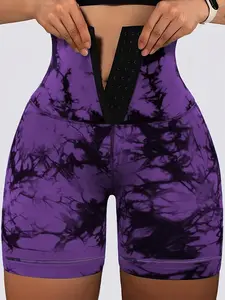 Women's Tie Dye Skinny Shorts, Tight Fitted Shorts, Casual Comfy Breathable High Stretch Yoga Shorts, Summer Sports Shorts, Yoga Workout Shorts, High Waisted Shorts, Athletic Shorts