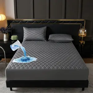2pcs/3pcs Waterproof Mattress Protector Set, Elastic Fit Sheet, Diamond Pattern Design, Polyester & PU Material, Noise-Free