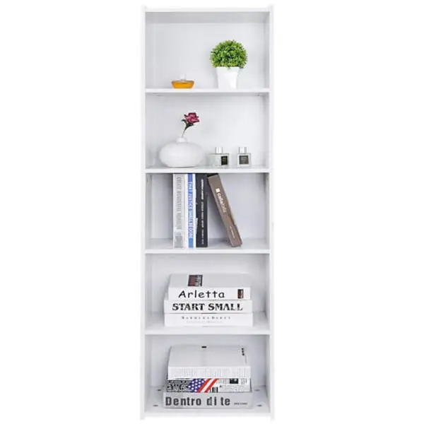 ZENSTYLE 5 Tier Bookcase Narrow Bookshelf Wood Cube Storage Shelf Small Display Stand for Living Room Bedroom