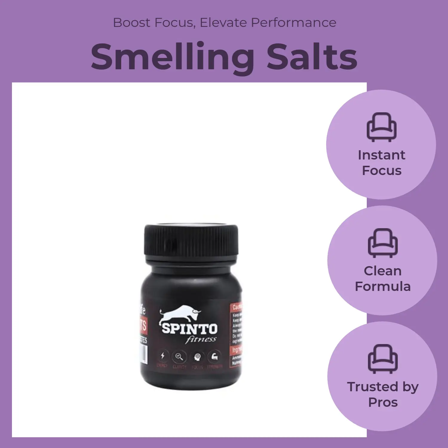 SPINTO FITNESS Original 2-Ingredient Smelling Salts Powder - Fitness Endurance Supplement, Training Supplement, Pre-Workout Booster for Athletes, Supports Feel Good Energy, Focus, Strength & Edible Dietary Needs