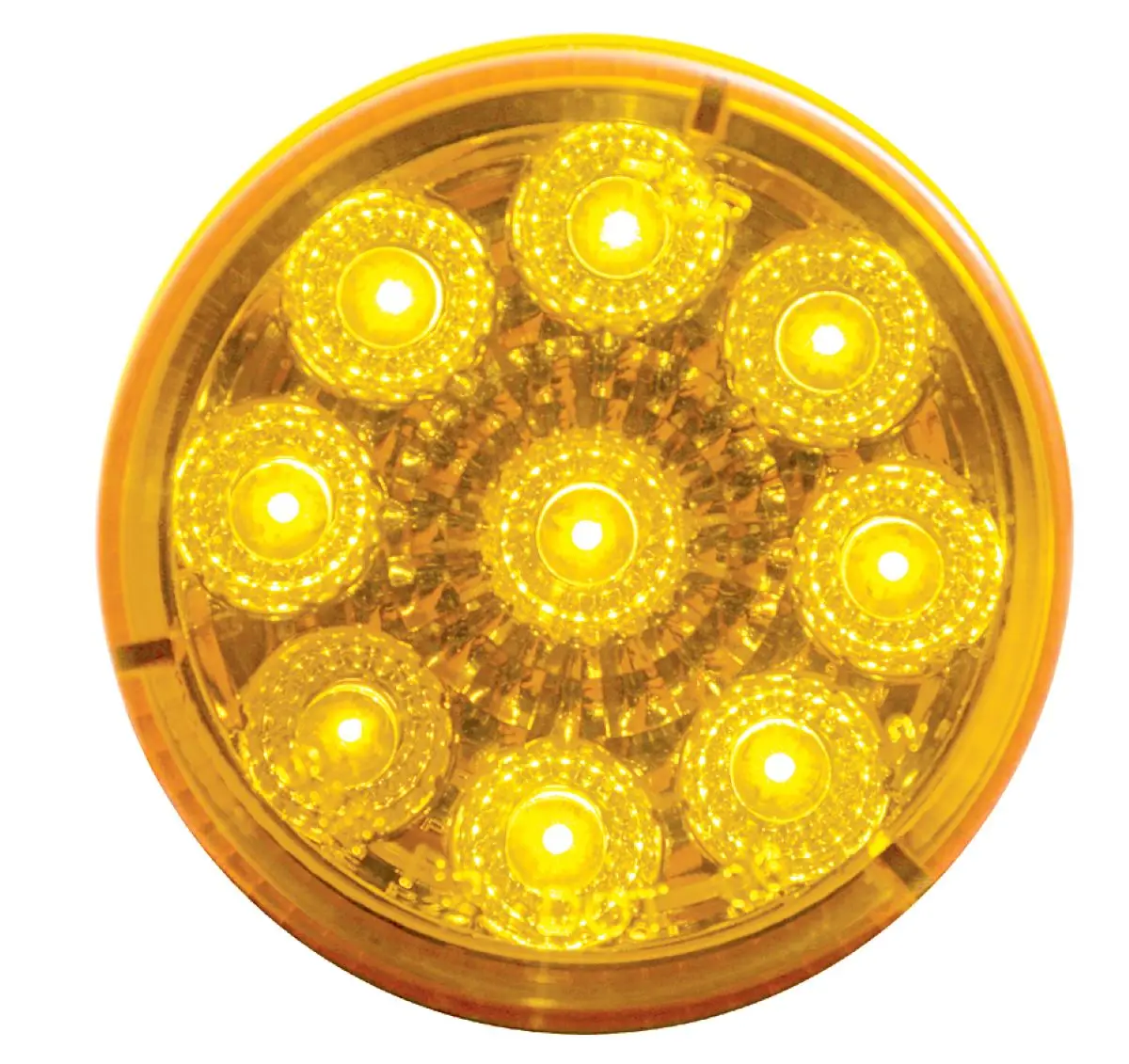 2 In Round Amber 9-LED Trailer Marker Signal Lights Kit, Polycarbonate Construction, Grommet Plug, Wire Connector, Automotive LED Indicator Lights, Led Lights