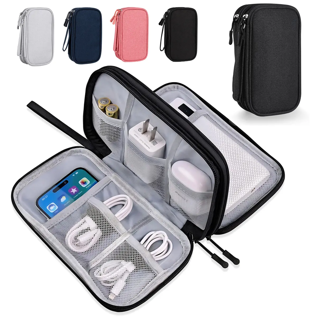 Travel Cable Organizer Bag Pouch Electronic Accessories Carry Case Portable Waterproof Double Layers Storage Bag for Cable, Cord, Charger, Phone, Earphone,Power Bank#SummerWins #DealsForYouDays