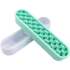 Green Silica gel Makeup Brush Holder Box Multi-Purpose Silica gel Make Up Brush Storage Stand Rectangle Multipurpose Painting Pen Holder for Brushes,Art Craft and Painting Brushes