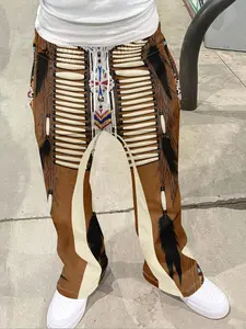 Men's Loose Fit 3D Print Bell Bottom Pants, Casual Sporty Streetwear, Casual Fashion Loose, Geometric Pattern, All Seasons, Hip Hop Vintage Holiday, Casual Comfy Loose, Casual Fashion Trousers