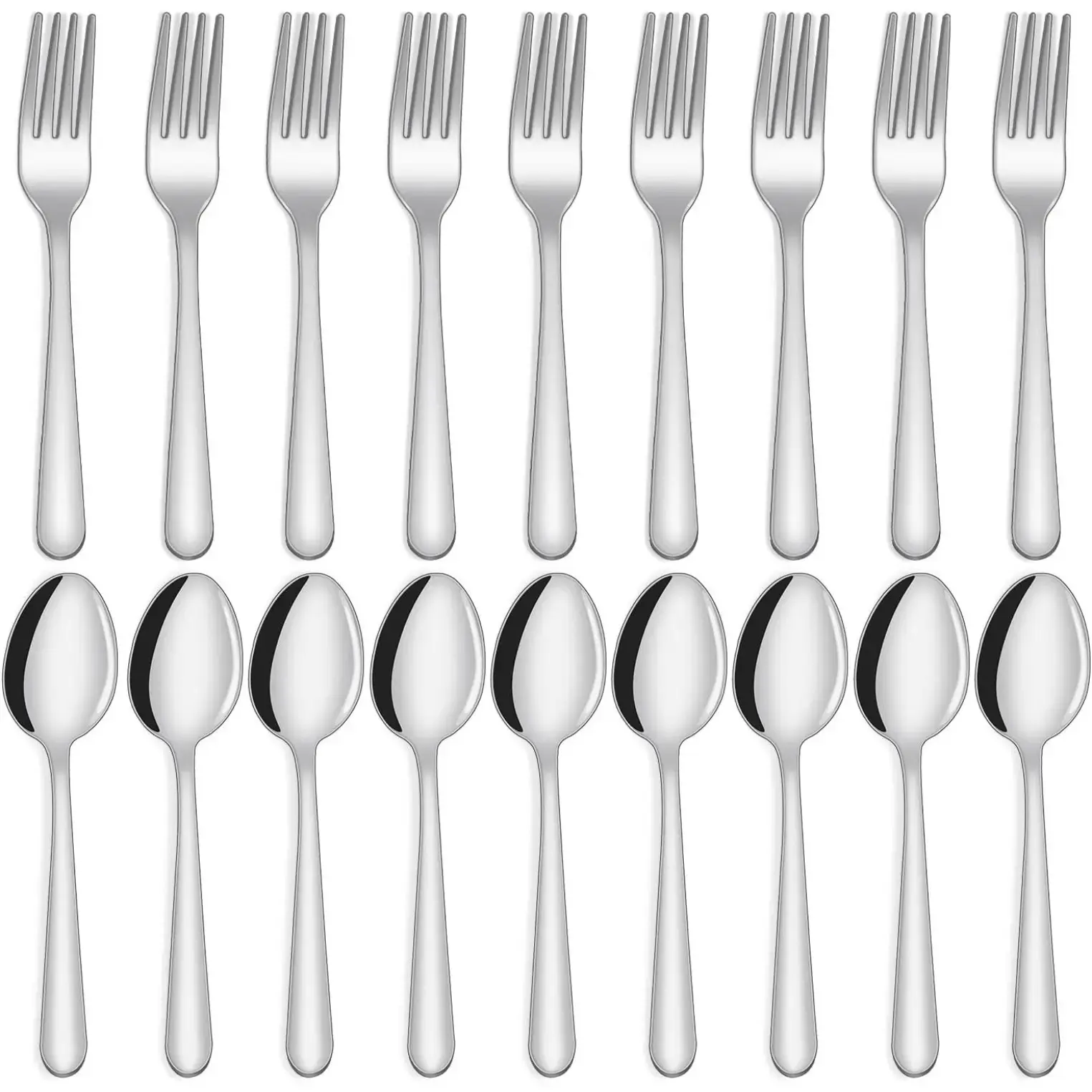 New Deal - 24-piece Forks and Spoons Silverware Set,Food Grade Stainless Steel Flatware Cutlery Set for Home, Kitchen and Restaurant, 12 Dinner Forks and 12 Dinner Spoons, Mirror Polished&Dishwasher Safe