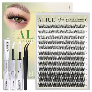 ALICE Natural Lash Extension Kit Verve Eyelash Clusters Invisible Band Individual Lashes 10-16mm Cluster Eyelash Extensions for Daily