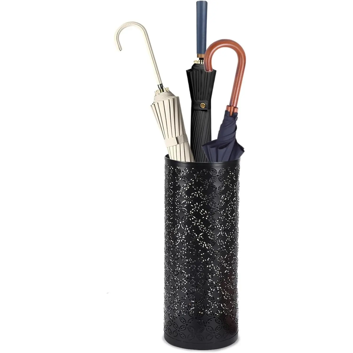 Metal Round Umbrella Stand Rack,Free Standing Umbrella Holder Bin, Canes Walking Sticks Holder for Entryway, Home, Office (Round)