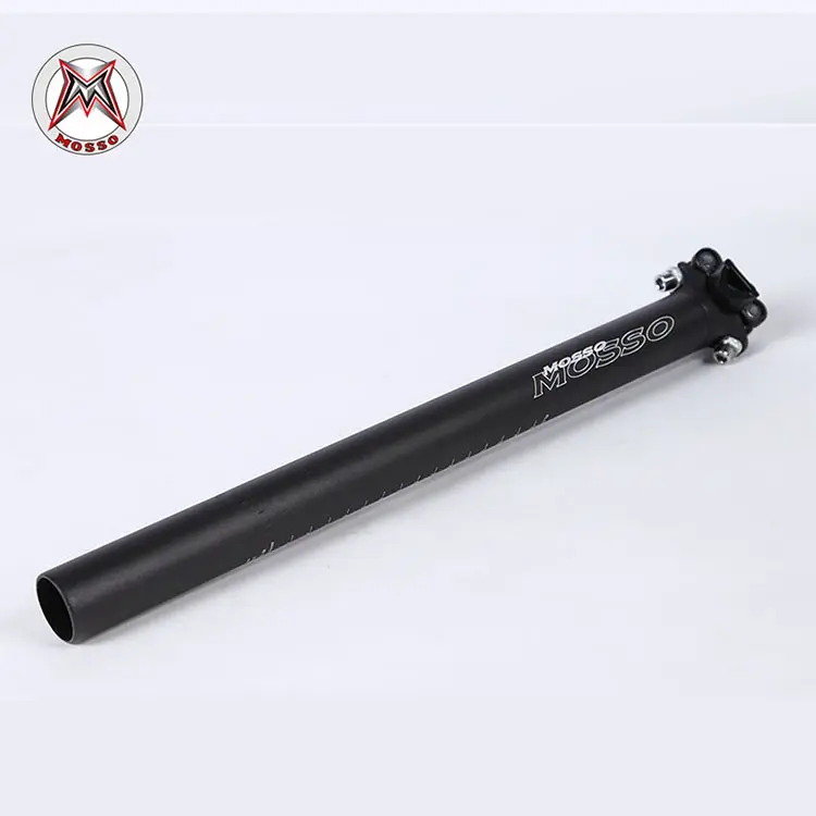 MOSSO AL-SP-05 Straight Bike Seat Post - 31.6mm x 380mm, Black/Silver, Durable Aluminum Alloy, Sleek MOSSO Branding, Fits Most Frames, for Mountain & Hybrid Bikes, Mountain Bikes