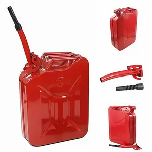 Jerry Fuel Can, 5.3Gallon/20L Portable Jerry Gas Can with Flexible Spout System, Rustproof and Heat-resistant Steel Fuel Tank for Cars Trucks Equipment, Red