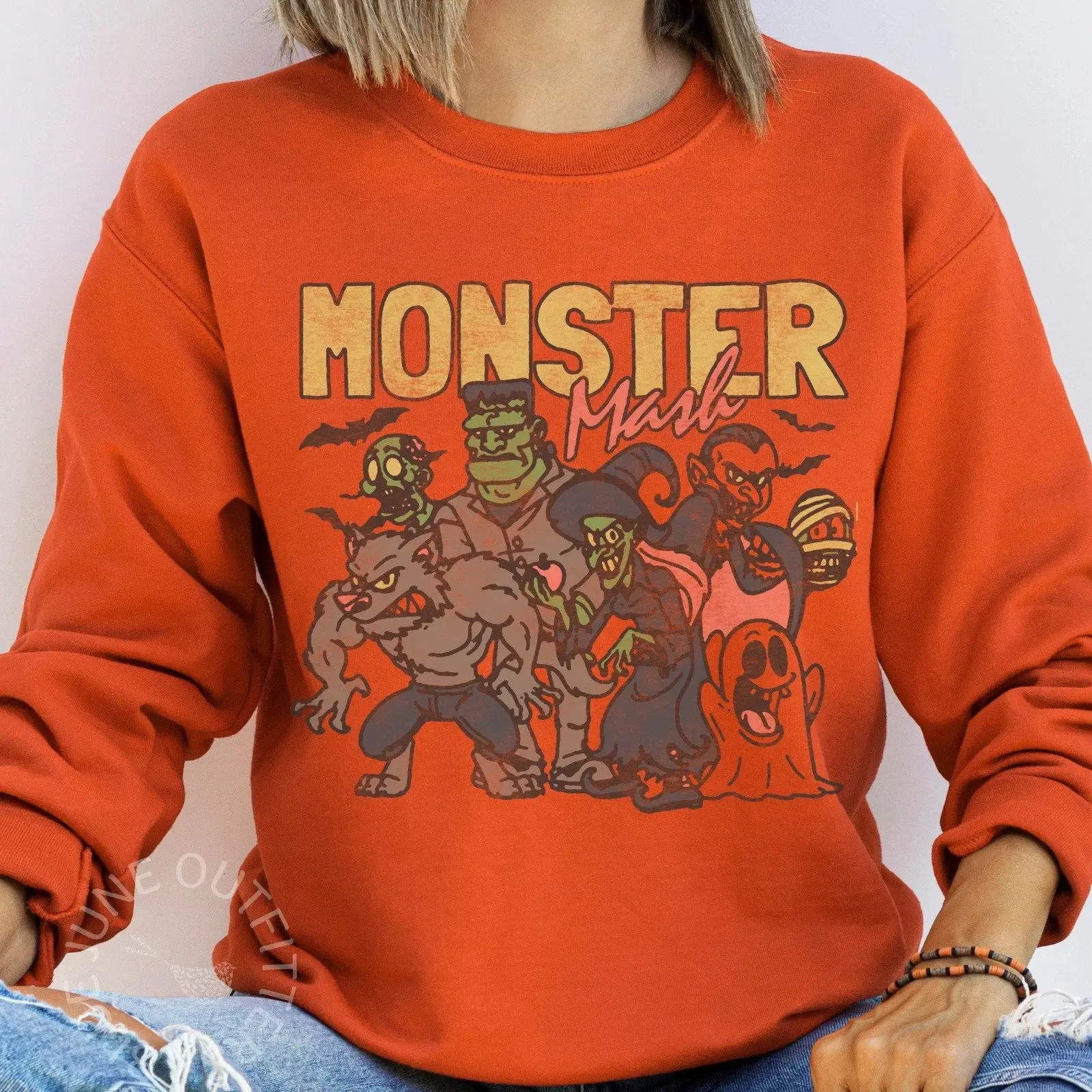[Sale off up to 50%] Monster Mash Sweatshirt  Retro Halloween Crewneck  Vintage Spooky Sweatshirt