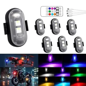6 Pack Multicolor LED Interior Car Lights, Car Decorative Lights with Wireless Remote, USB Rechargeable Anti-Collision Safety Strobe Lighting, Universal Vehicle Kit
