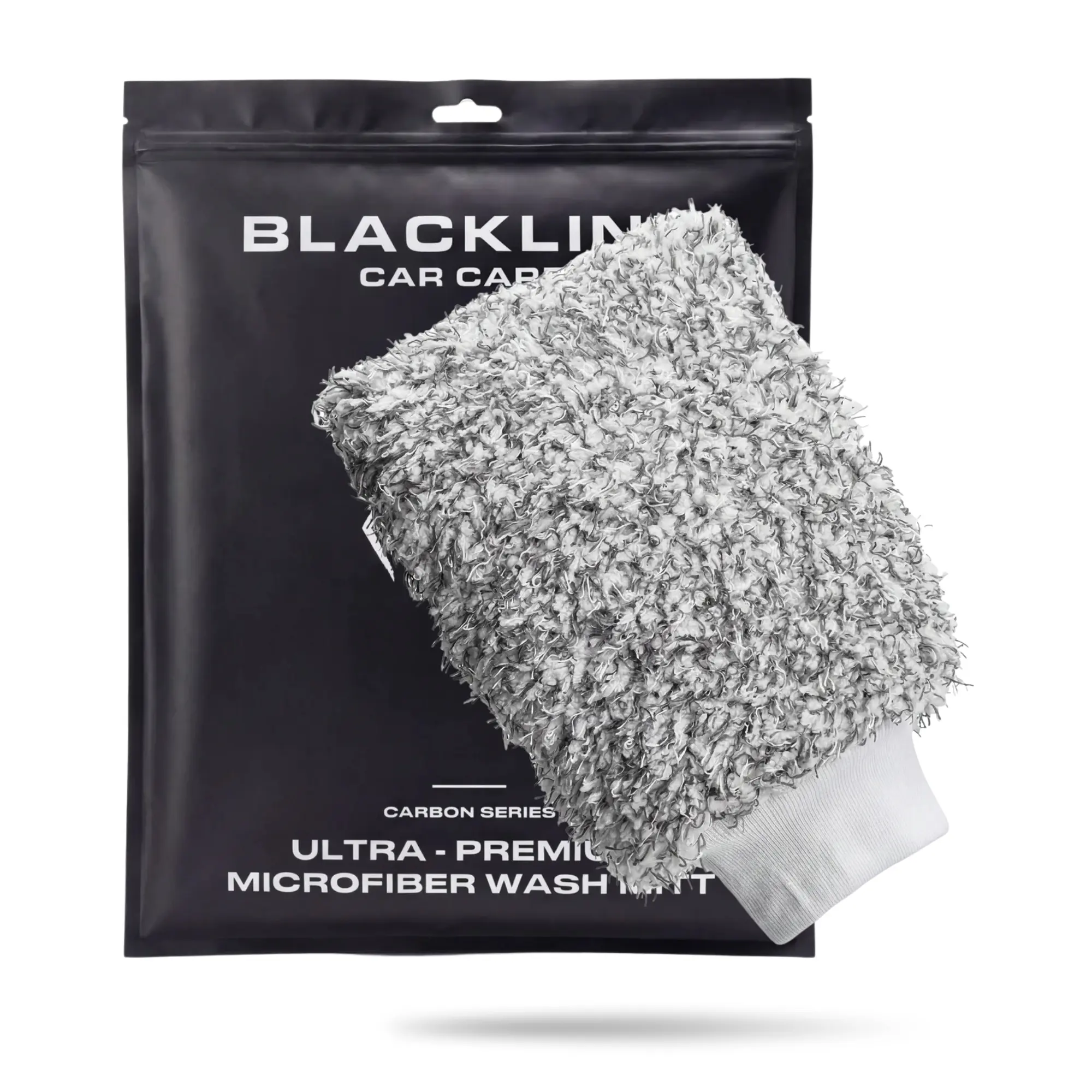 BLACKLINE Premium Microfiber Wash Mitt, Auto Wash Accessories - 70/30 Microfiber Blend, Edgeless Design, Elastic Cuff, 9x11 in, Absorbs Soap for Scratch-Free Car Washing