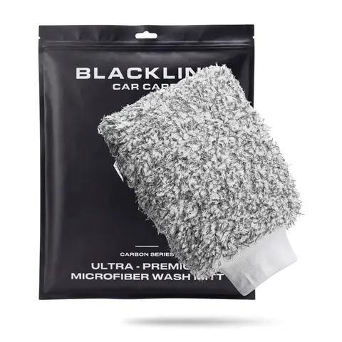 BLACKLINE Premium Rectangular Microfiber Car Wash Mitt - Large 9"x11", 70-30 Microfiber-Polyamide Blend, Edgeless, Elastic Cuff, Durable Reuse, Safe on Glass, Scratch-Free, Exceptional Absorbency, Protects Paint, Car Detailing Accessory