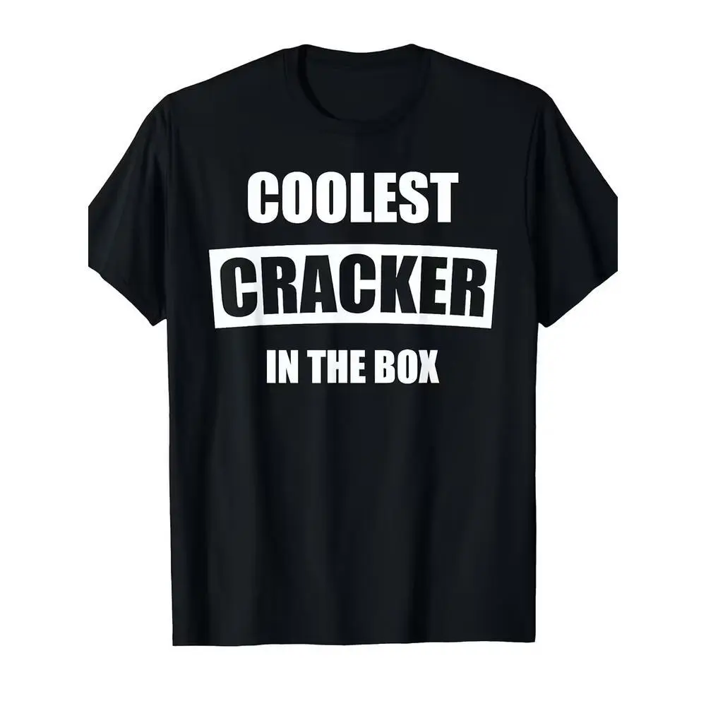 Unisex "Coolest Cracker" Graphic T-Shirt, Bold Letter Print Tee, Minimalist Black White Slogan Short Sleeve Casual Top Round Neck Cotton