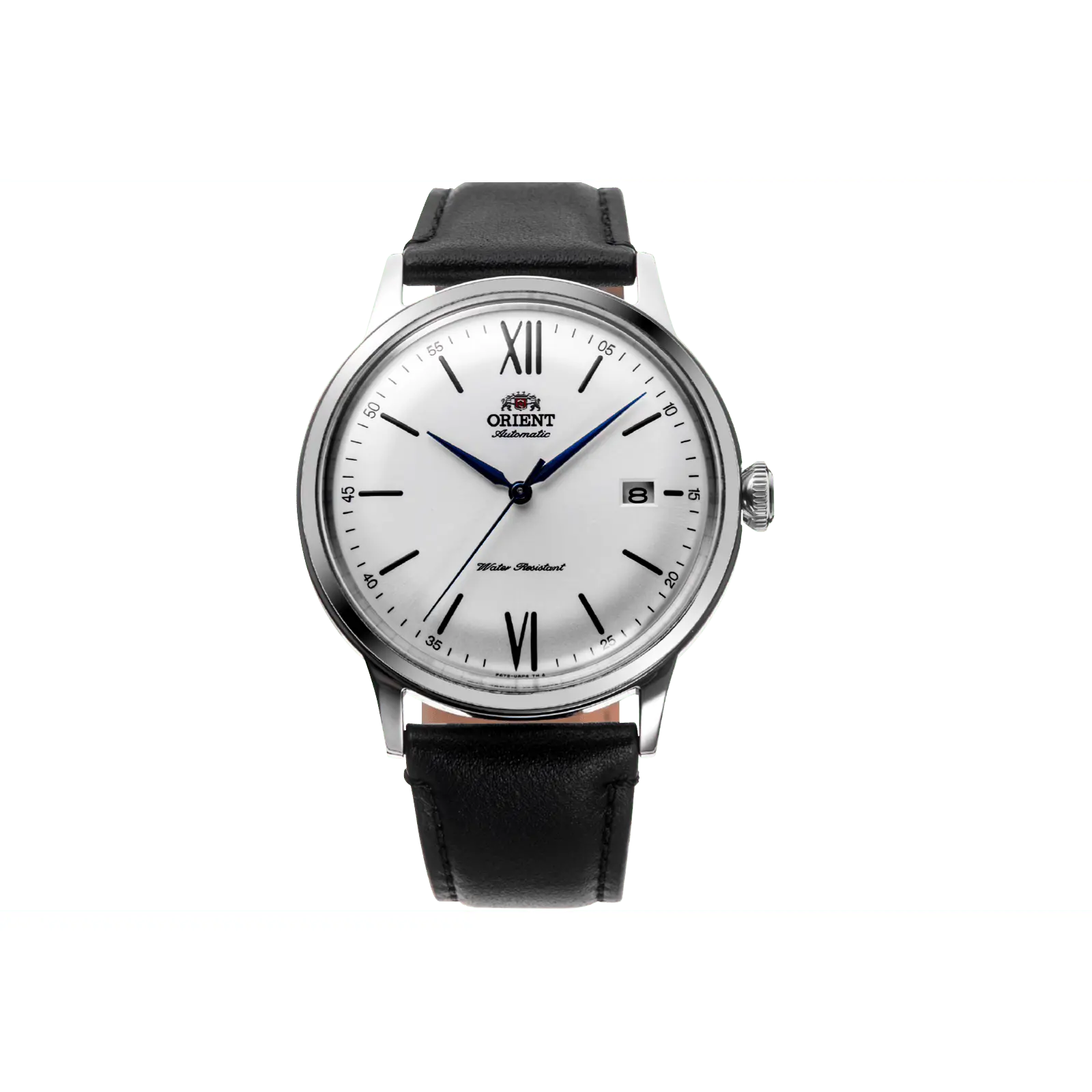 Orient Bambino Version 6 Unisex Elegant Round Mechanical Watch - 40.5mm Automatic Dress Wristwatch, Leather Strap, Mineral Glass, Date Display, Casual Business Style RA-AC0022S30B, Basic, Hacking