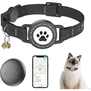 Waterproof GPS Cat Collar Tracker with Bell, No Subscription, Compatible with Apple Find My & Google Find My Device, Pet GPS Tag for Cats, Dogs, Kids & Vehicles (Black)