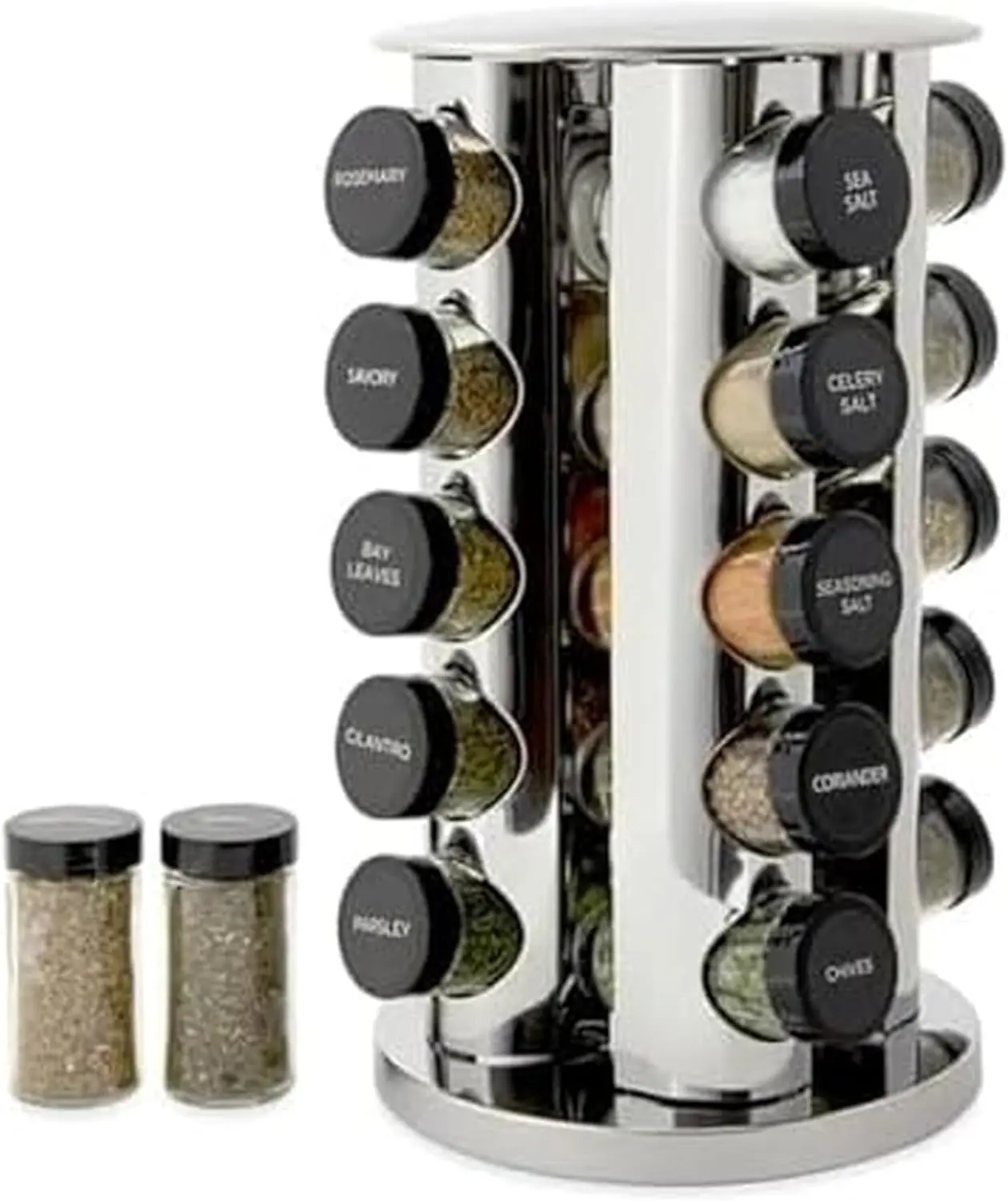 20 Jar Revolving Countertop Spice Rack with Spices Included, FREE Spice ...