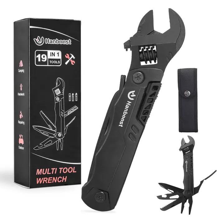 Hanboost 19 In 1 Multitool Wrench with Wire Cutter for Outdoor Camping Stainless Steel Tools Portable Repair Tools