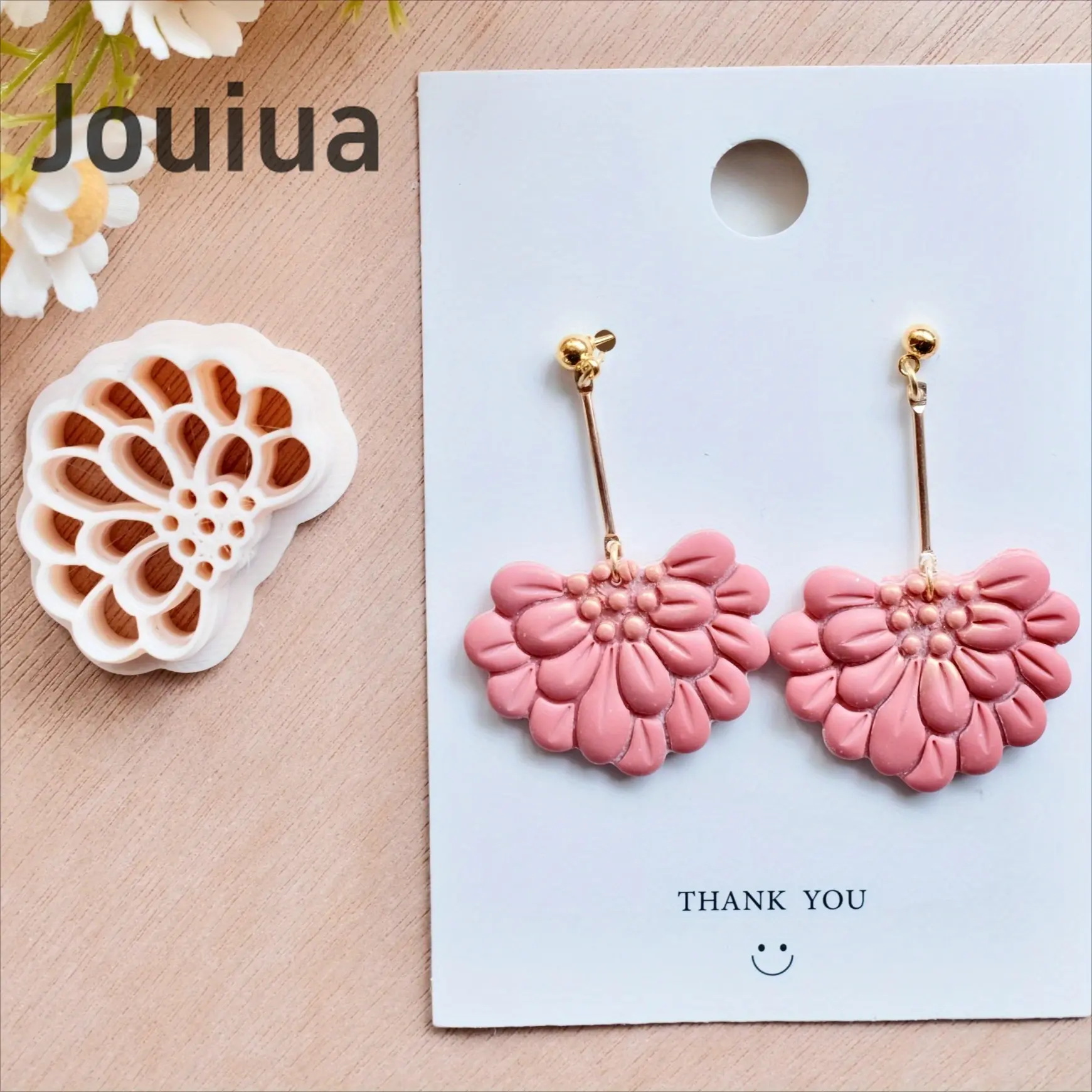Embossed Flower Shape Polymer Clay Cutter for Diy Jewelry Making Spring Petal Soft Pottery Clay Cutters for Earring Making Boho Floral Polymer Clay Embossing Molds for Pendant Necklace Making Jewelry Stud Making Tools
