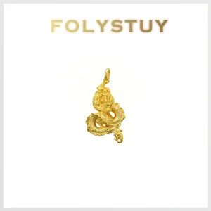 FOLYSTUY (K141)[30mm by 56.5mm Trendy Symbol Pendant] Bold & Versatile for All Styles Gold Plated Amulet Tassel Charm