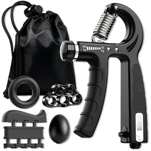 Boyfriend Gift 5 Pack Hand Grip Strengthener Kit with Adjustable Resistance Gripper Finger Exerciser Grip Ring Stress Ball for Forearm Veins & Athletes
