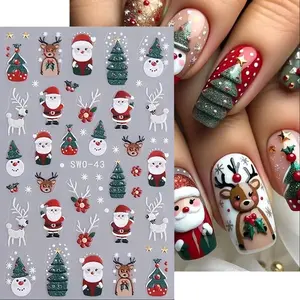 5D Embossed Christmas Nail Stickers (4PCS) – Easy Adhesive Decals with Santa, Snowflakes & More | Festive Holiday Nail Art for Manicure & DIY Nails