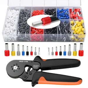 1200Pcs Wire Ferrules Kit with HSC8 6-4 Square Ratcheting Ferrule Crimping Tool, Professional Insulated Wire Connectors & Copper Terminals, Heavy Duty Electrical Repair Set for Home Wiring, DIY & Industrial Projects