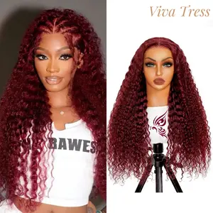 99J Deep Wave 13x6 Glueless Pre-plucked with Baby Hair Wear Go Wigs Pre-cut Lace Elastic Drawstring 4/27 Body Wave Human Hair Wigs