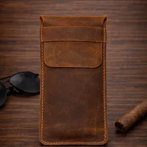 Nepa Brown Leather Sunglasses Glasses and more  Pouch | Handmade • Premium • Everyday Carry