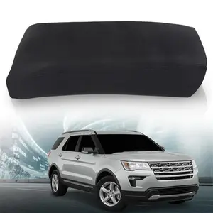 Fit For 2011-2018 Ford Explorer Leather Console Lid Armrest Cover Black Stitch