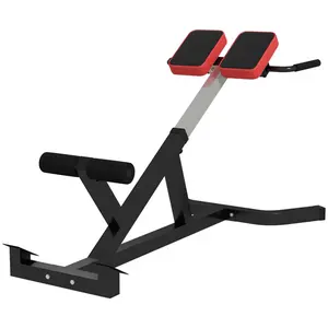 Rockraf Adjustable Height Hyperextension Bench with Dip Bars - Full Body & Core Workout Machine, Black with Red Cushioned Backrest, Strong Steel Frame, 264 lbs Capacity for Home Gym Fitness