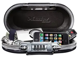 Master Lock Portable Small Lock Box, Set Your Own Combination Lock Portable Safe, Personal Travel Safe, ‎5900D, Gunmetal Grey