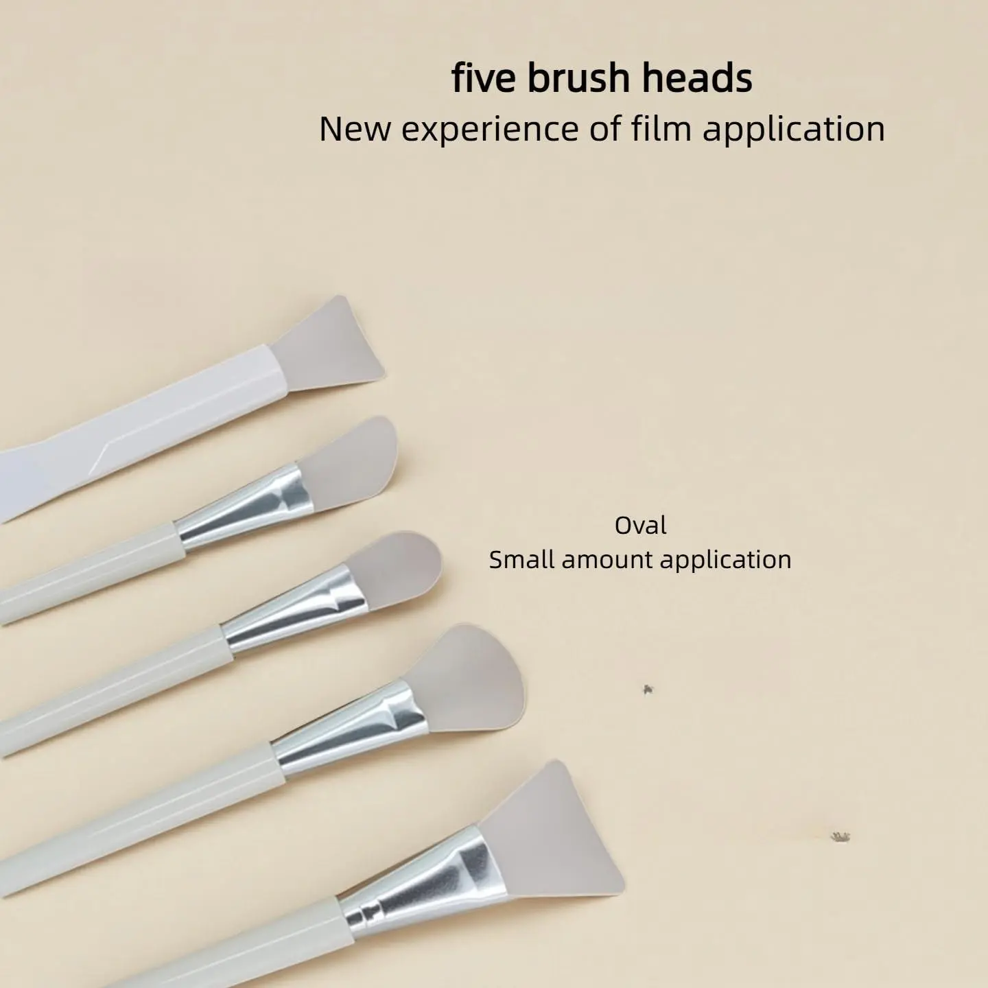 5-Pcs Silicone Facial Mask Applicator Set - Smooth, Gentle, Multiple Brush Heads, Soft & Flexible, White, for Clay Masks, Aloe Vera Gel, All Skincare Lotions, Ideal Gift for Skincare Enthusiasts