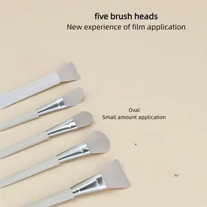 1 Set, 5 Pcs Silicone Mask Applicators, Multiple Silicone Brush Heads, Soft and Flexible, White Color, For Clay Masks, Aloe Vera Gel, Lotion and more
