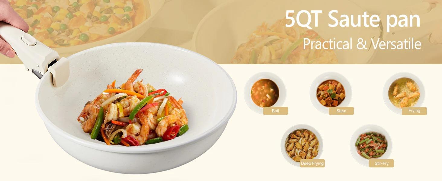 [FLASH SALE] ROVSUN 22 Pcs Nonstick Pots and Pans Set with Detachable Handles