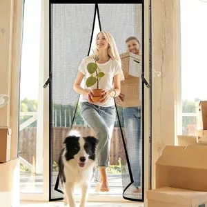 Morden Black Fly Screen Door with Automatic Closure, Heavy Duty Fiberglass Mosquito Netting | Pet Friendly | High-Density Mesh Partition for Home Balcony and Various Door Types | Insect-Proof for All Seasons