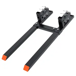 GARVEE Heavy Duty Clamp On Pallet Forks with Adjustable Stabilizer Bar, Quick Attach for Tractor, Skid Steer, Loader Bucket, Available in 65" and 77" Widths, 6000lbs Capacity
