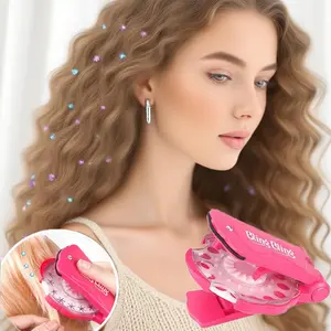 Glitter Diamond Styling Tools Hair Gemstone Set with 180 Colorful Gems for Girls Haircare No Heat Required Daily Styling Accessories,Free facial brush