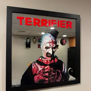 Custom Art the Clown Terrifier Framed Black Horror Style Mirror Sign Decor