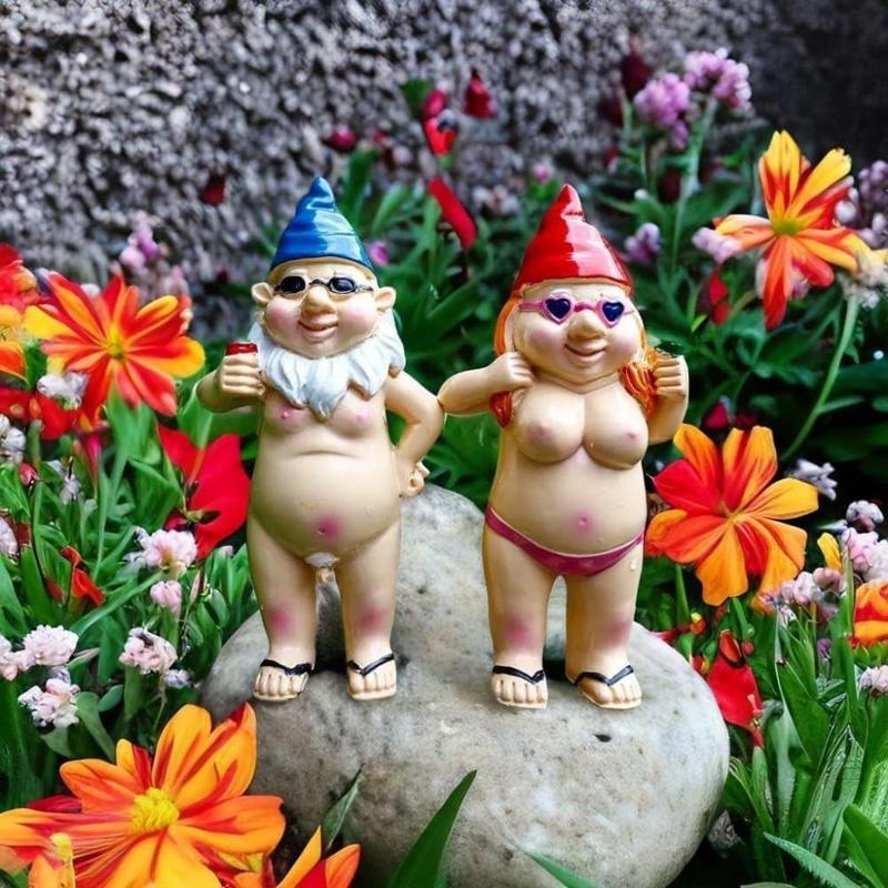 2Pcs Garden Gnomes Rude and Playful Resin Dwarf Statues for Indoor or Outdoor Lawn Decor Perfect for Novelty Gifts and Adding Humor to Your Garden