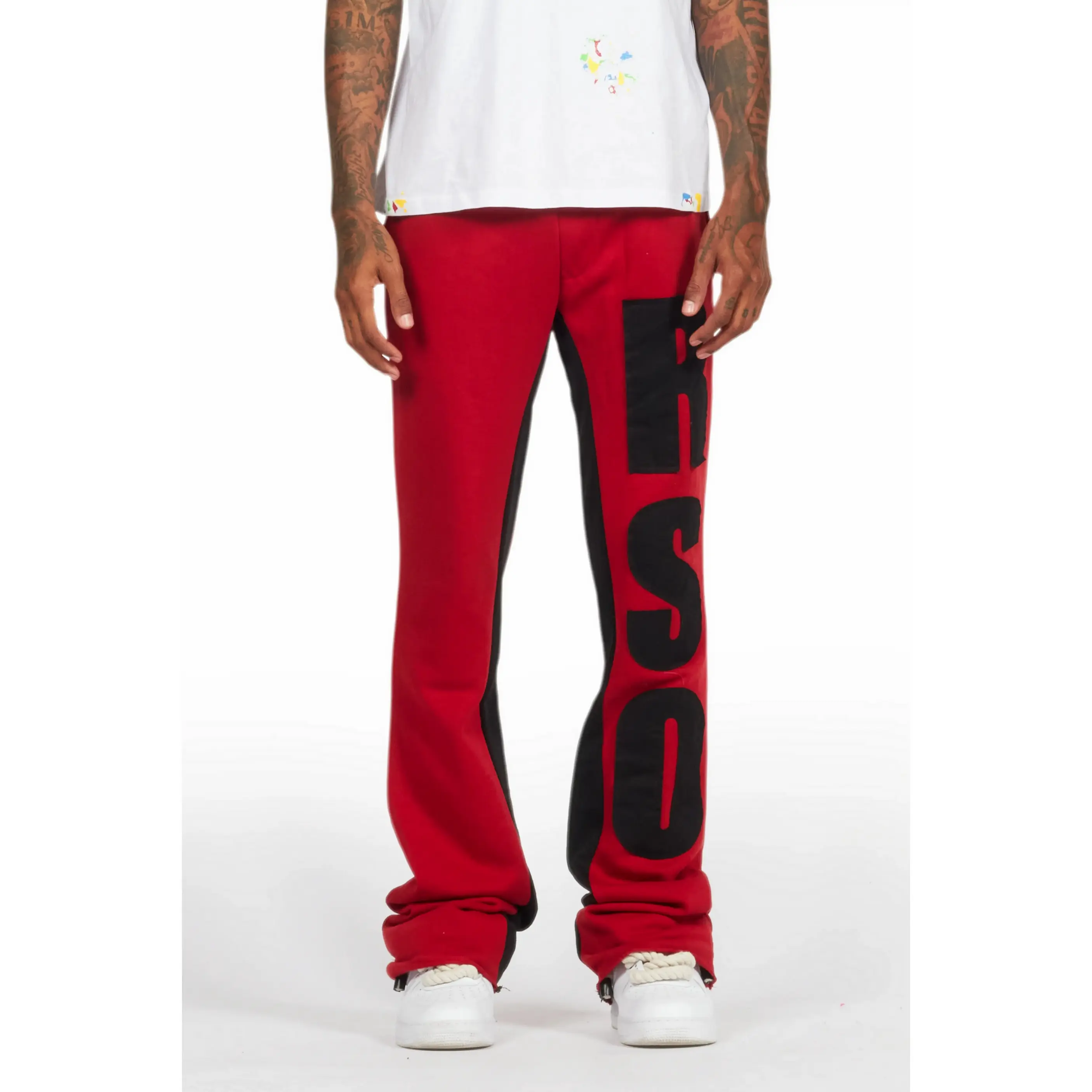 Uko Burgundy Stacked Baggy Track Pant
