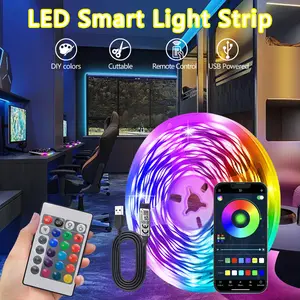 Ambient decoration 5V 3535RGB flexible light strip Led Rgb Light Adjustable Rgb Lighting with Bluetooth + infrared 24-key dual controller, suitable for TVs, rooms, cabinets, and hallways