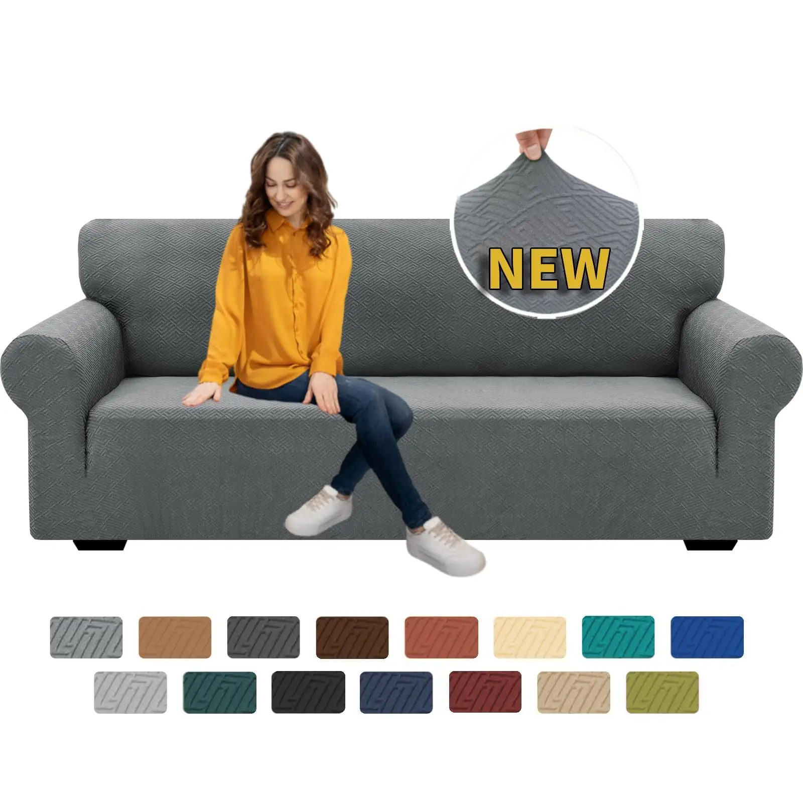 Solid Color Sofa Slipcover for Room Decor, Comfortable Couch Cover, Washable Stretch Non-slip Sofa Cover, Furniture Protector for Home Living Room Sof