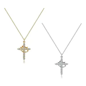 King Of Kings Necklace - Elegant Cross Pendant in Gold and Silver Options Available