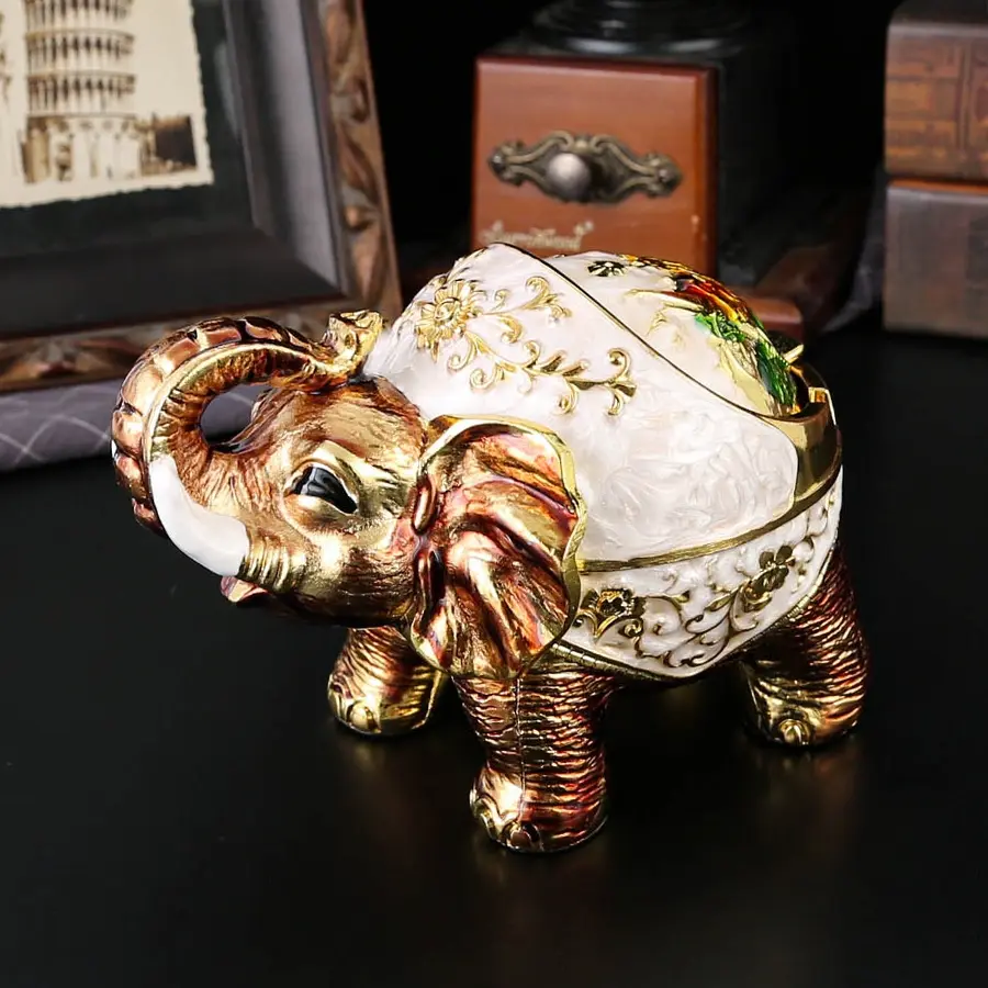 Colorful Elephant Ashtray with Flip Lid, Cute Animal Design, Small and Adorable, Perfect for Bedroom, Living Room, Study, Coffee Table, Home Decor, Home Decor Ornament, Home Decor Accessory