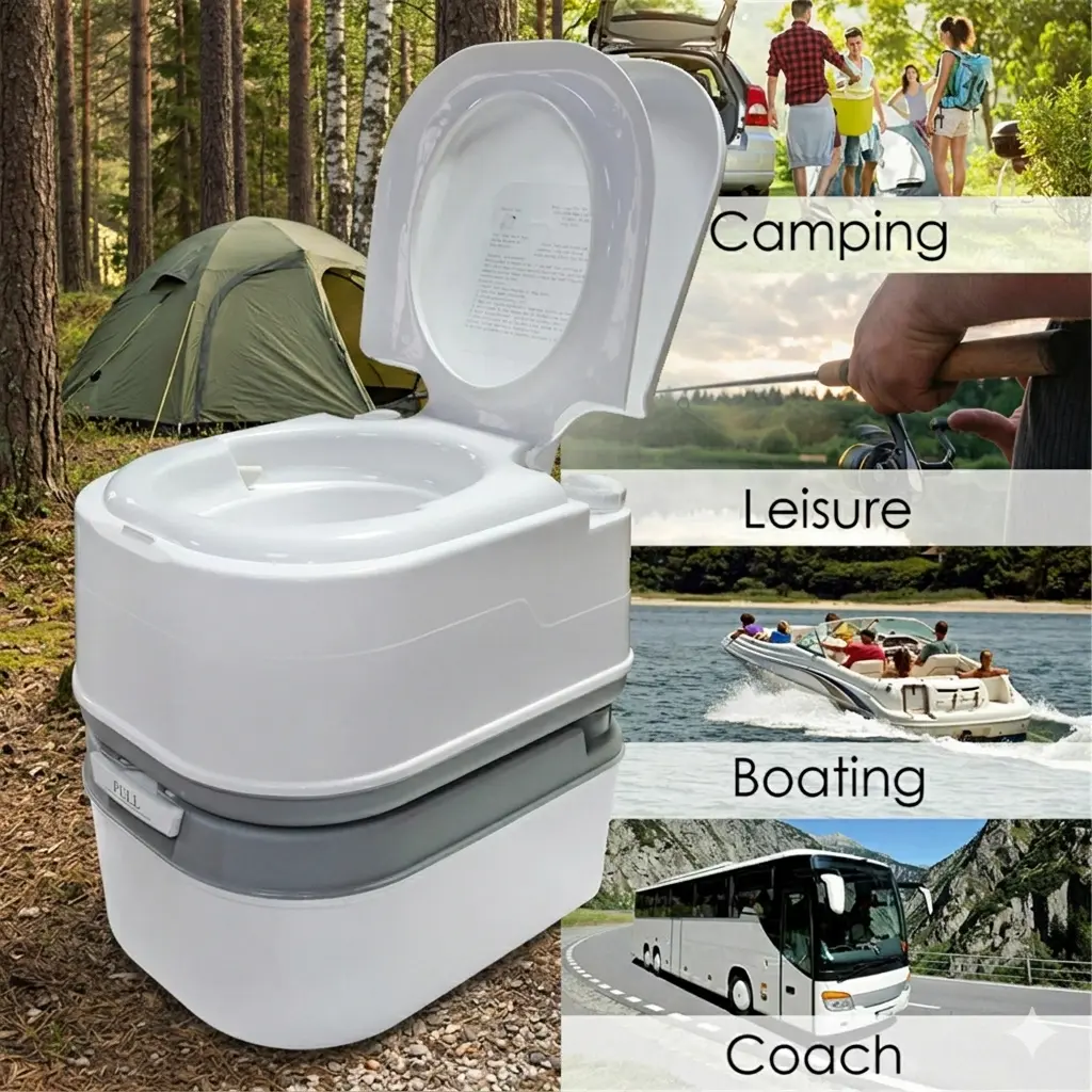 HTTMT 6.3 Gallon 24L Portable RV Toilet Flush Detachable Capacity Tank For Travel Camping RV, Boat Commode Potty Compact Indoor & Outdoor Home Use