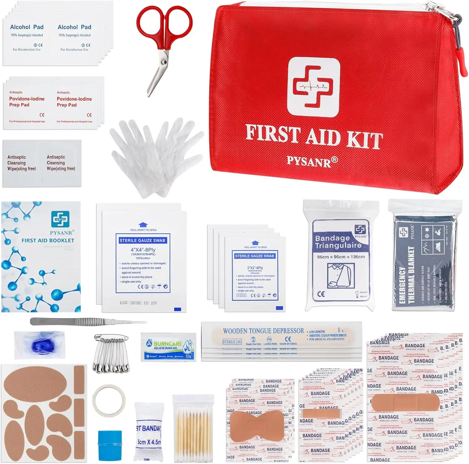 150-Piece Small First Aid Kit with Foil Blanket & Scissors, Mini Emergency School Kit for Home, Camping, Car