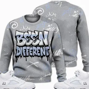 Retro White Metallic 5s Outfits Ugly Sweater, Drip Been Different Streetwear Unisex Sneaker Matching Shirts